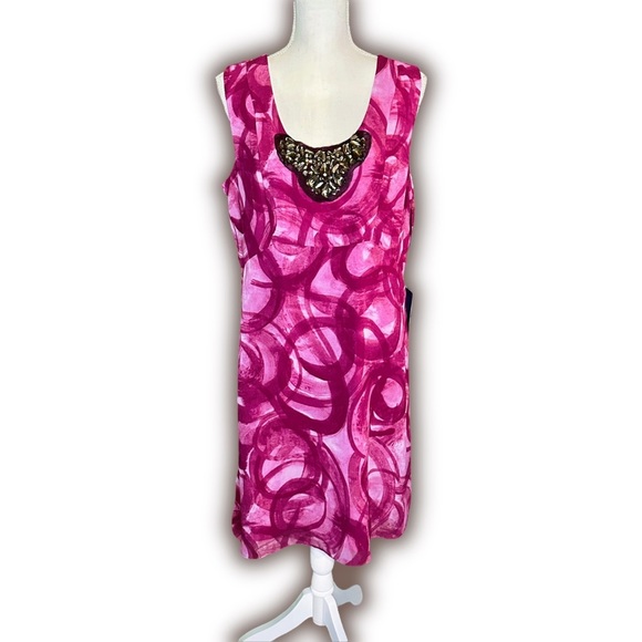 NWT Simply Vera by Vera Wang ‘Vibrance’ Ribbon Print Purple Dress Size Large - Picture 1 of 12